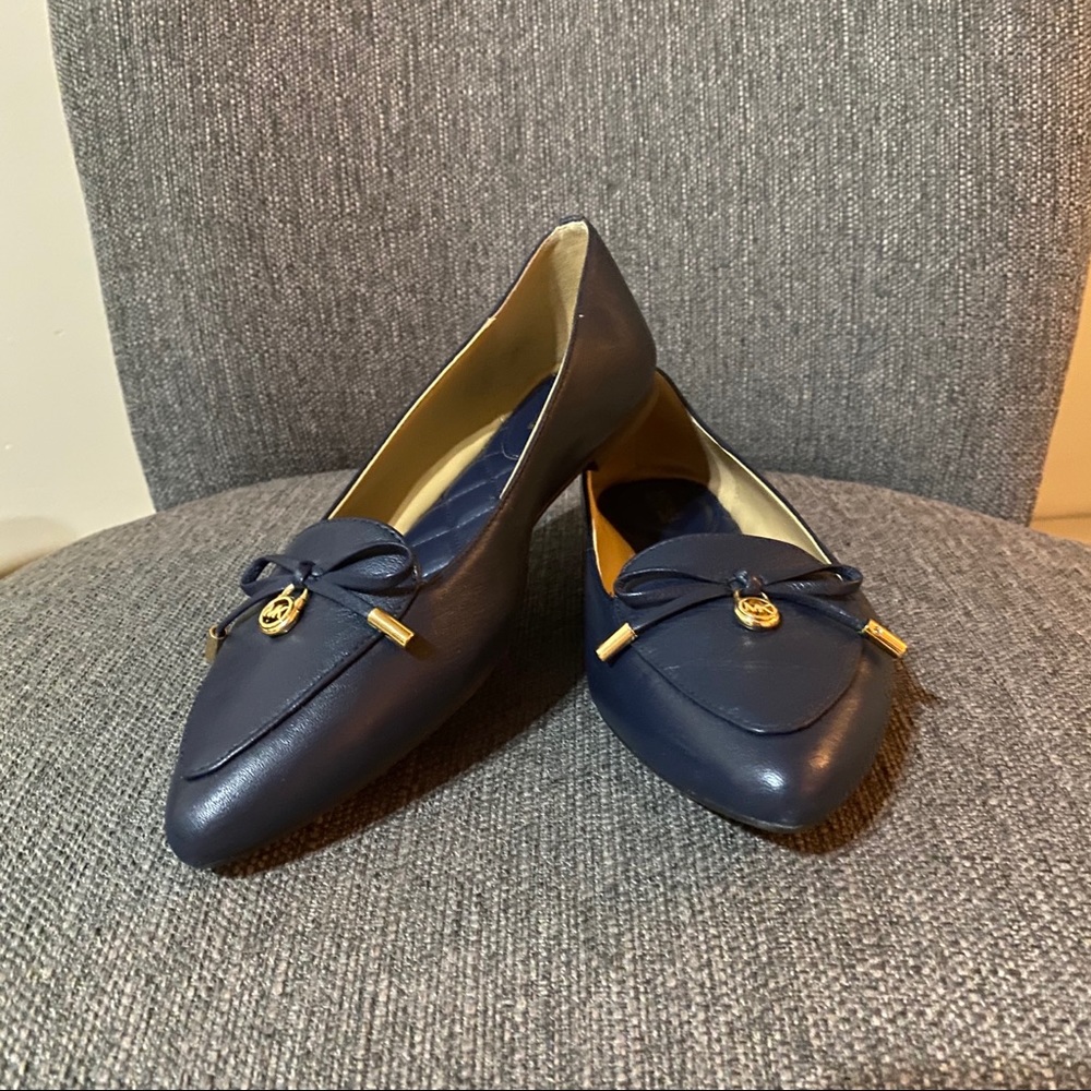 michael kors nancy flats, navy blue, leather